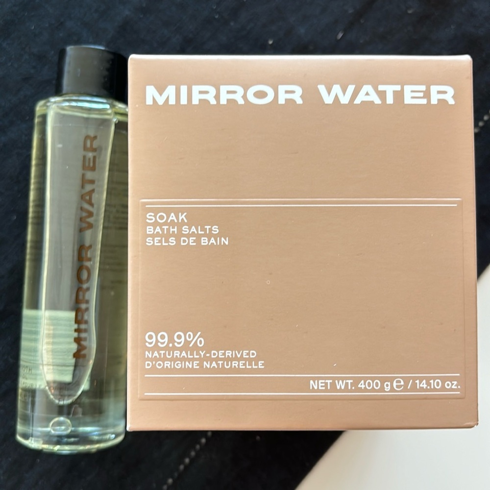 Mirror Water Bath salts and bath oil by Estee Lalonde! Brand new in box.